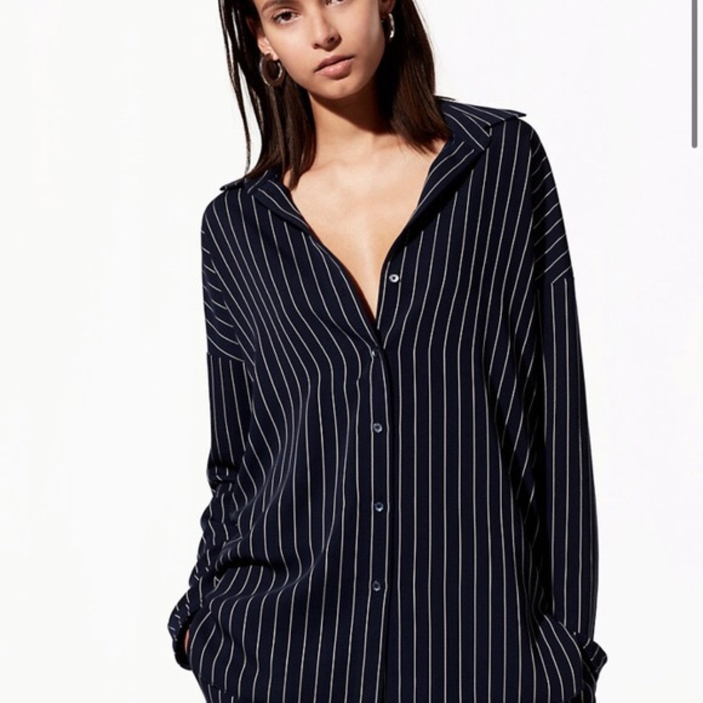 ARITZIA BABATON KEARNY PINSTRIPE BLOUSE- NWOT
